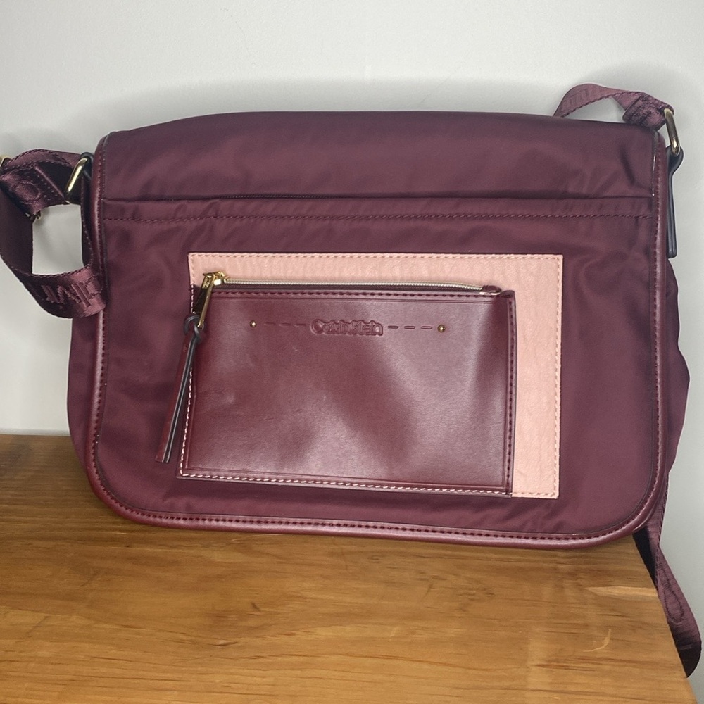 Calvin Klein Laptop Bag, Burgundy and Pink Crossbody Bag